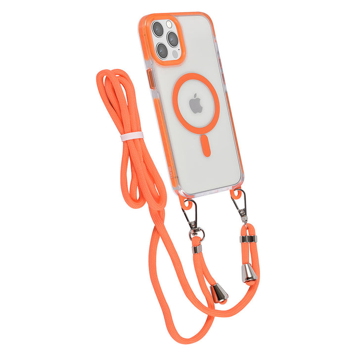 TUNIQ iPhone 12 Pro Max Backcover hoesje neck cord - magsafe - Oranje-Hoesjes-Ilumina Benelux