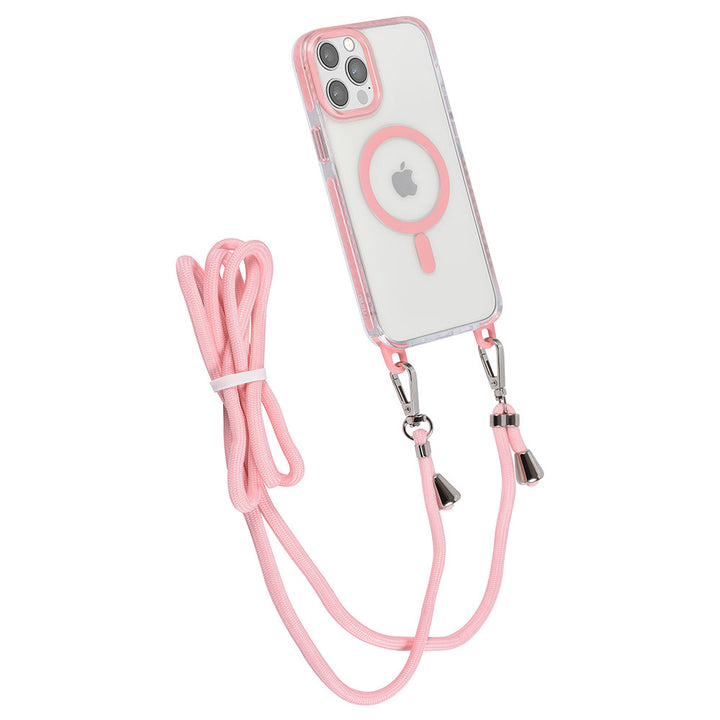 TUNIQ iPhone 12 Pro Max Backcover hoesje neck cord - magsafe - Roze-Hoesjes-Ilumina Benelux