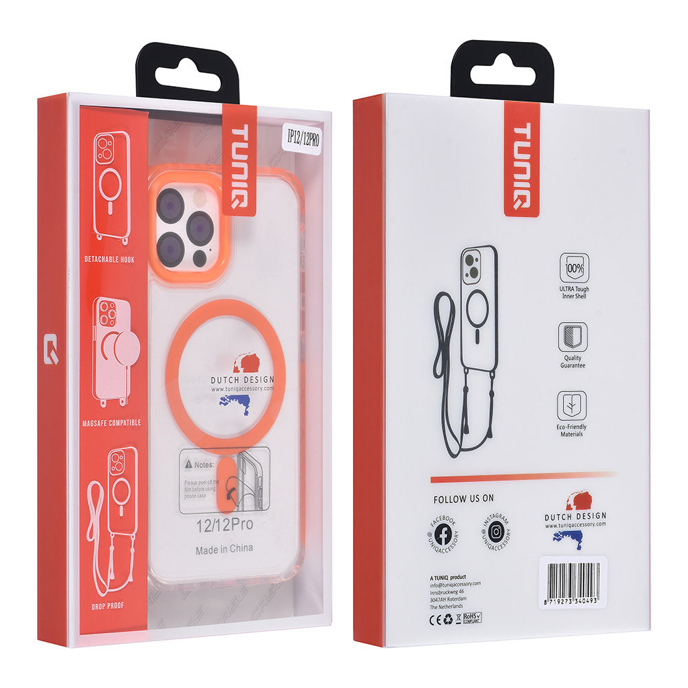 TUNIQ iPhone 12/12 Pro Backcover hoesje neck cord - magsafe - Oranje-Hoesjes-Ilumina Benelux