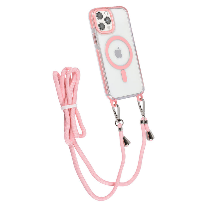 TUNIQ iPhone 12/12 Pro Backcover hoesje neck cord - magsafe - Roze-Hoesjes-Ilumina Benelux