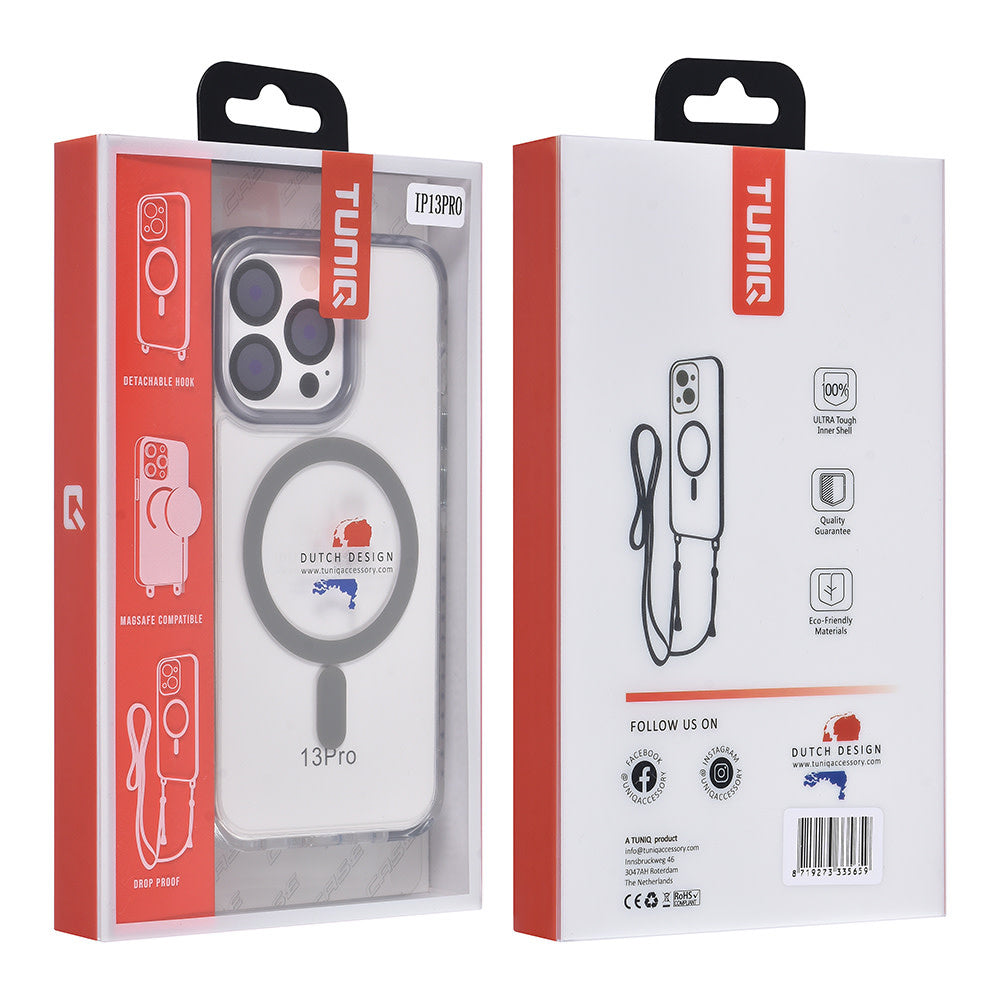 TUNIQ iPhone 13 Pro Backcover hoesje neck cord - magsafe - Grijs-Hoesjes-Ilumina Benelux