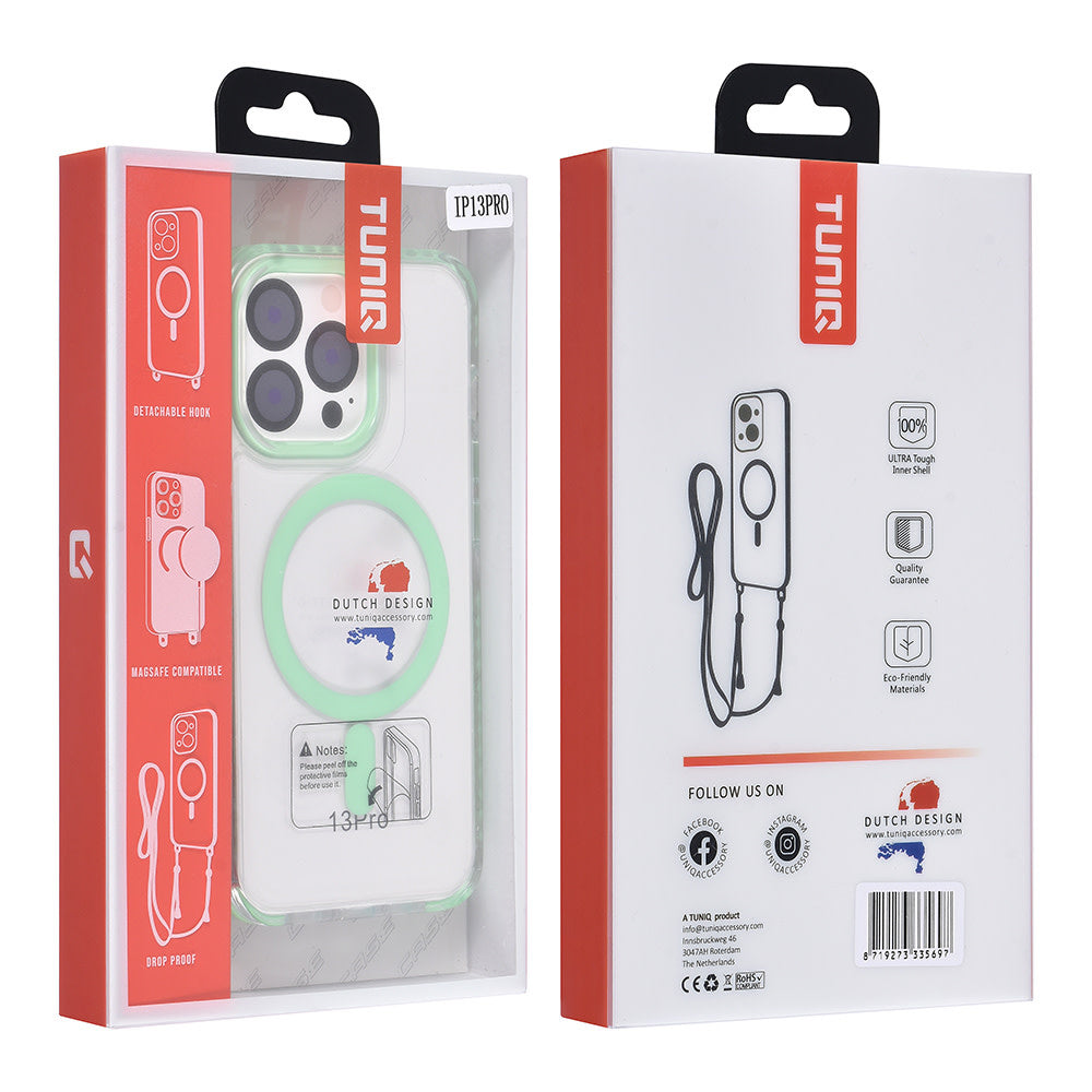 TUNIQ iPhone 13 Pro Backcover hoesje neck cord - magsafe - Groen-Hoesjes-Ilumina Benelux