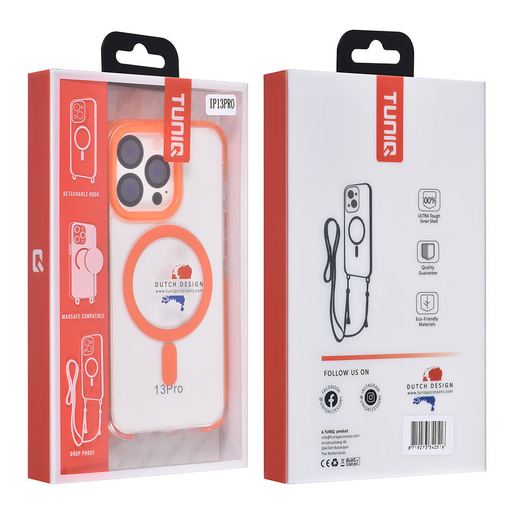 TUNIQ iPhone 13 Pro Backcover hoesje neck cord - magsafe - Oranje-Hoesjes-Ilumina Benelux
