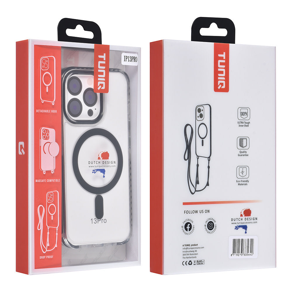 TUNIQ iPhone 13 Pro Backcover hoesje neck cord - magsafe - Zwart-Hoesjes-Ilumina Benelux