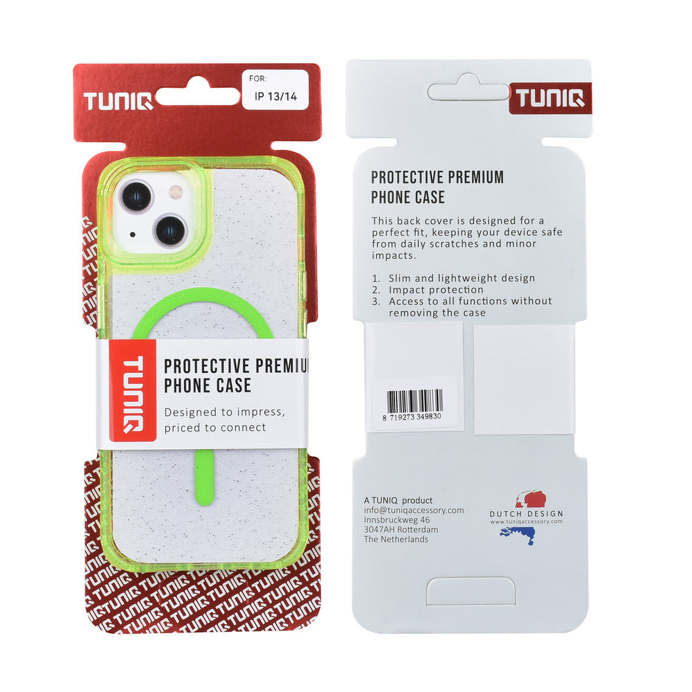 TUNIQ iPhone 14 Backcover hoesje - Magsafe - Glitter - Hanger - Groen-Hoesjes-Ilumina Benelux