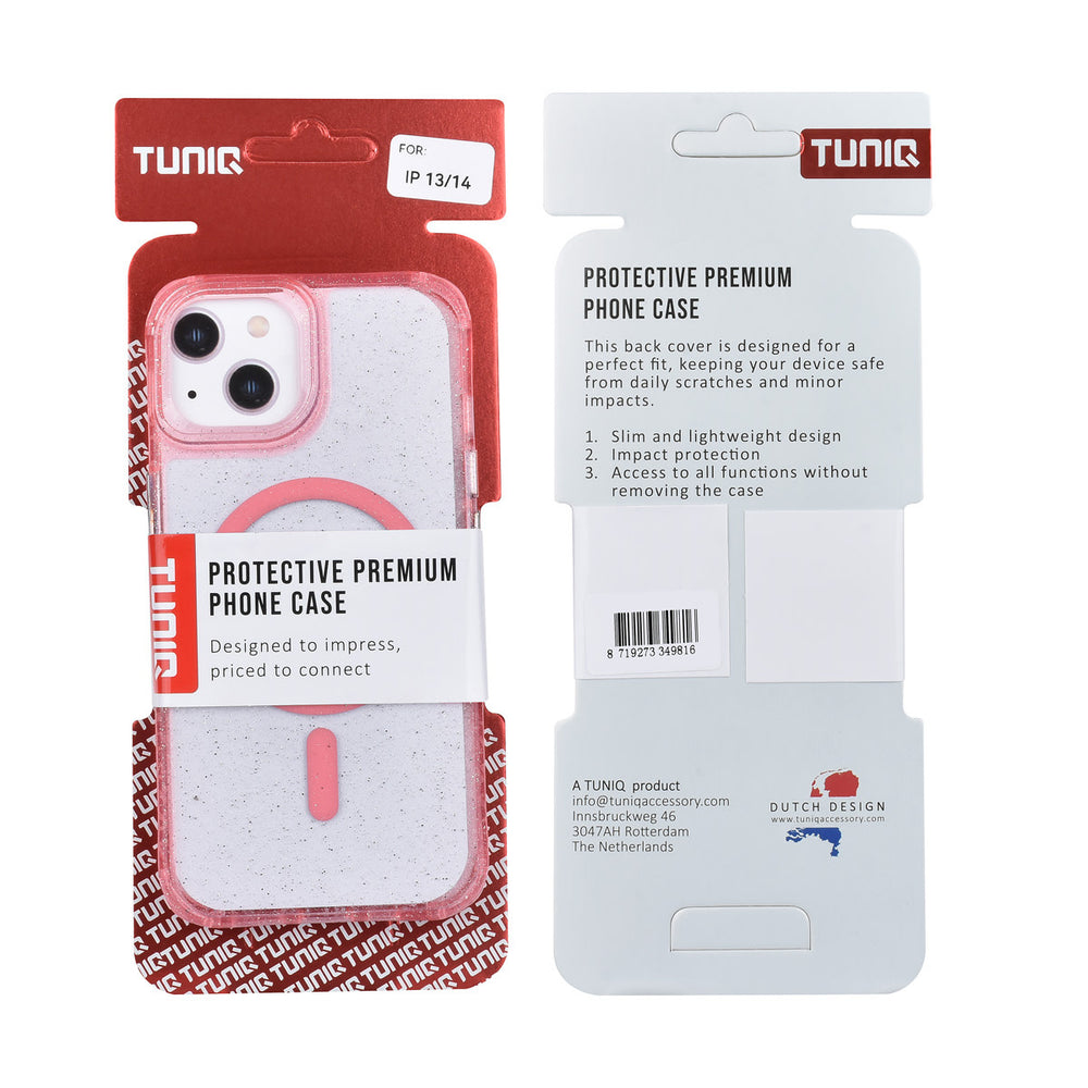 TUNIQ iPhone 14 Backcover hoesje - Magsafe - Glitter - Hanger - Roze-Hoesjes-Ilumina Benelux