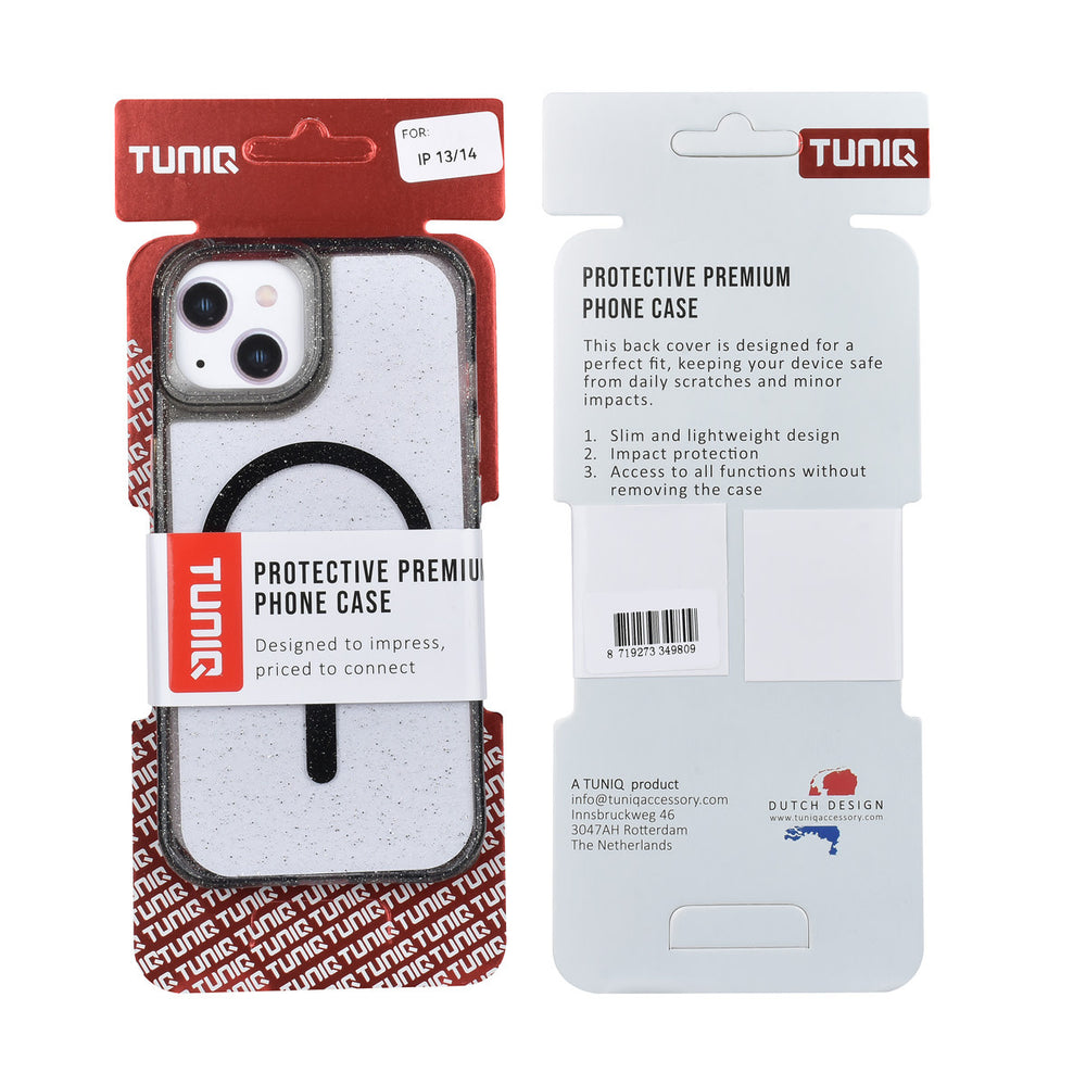 TUNIQ iPhone 14 Backcover hoesje - Magsafe - Glitter - Hanger - Zwart-Hoesjes-Ilumina Benelux
