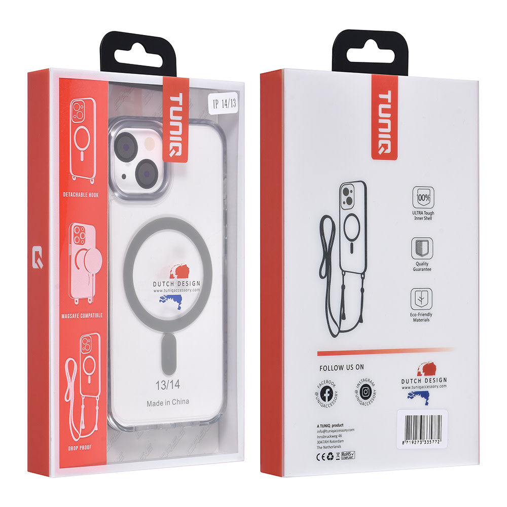 TUNIQ iPhone 14 Backcover hoesje neck cord - magsafe - Grijs-Hoesjes-Ilumina Benelux