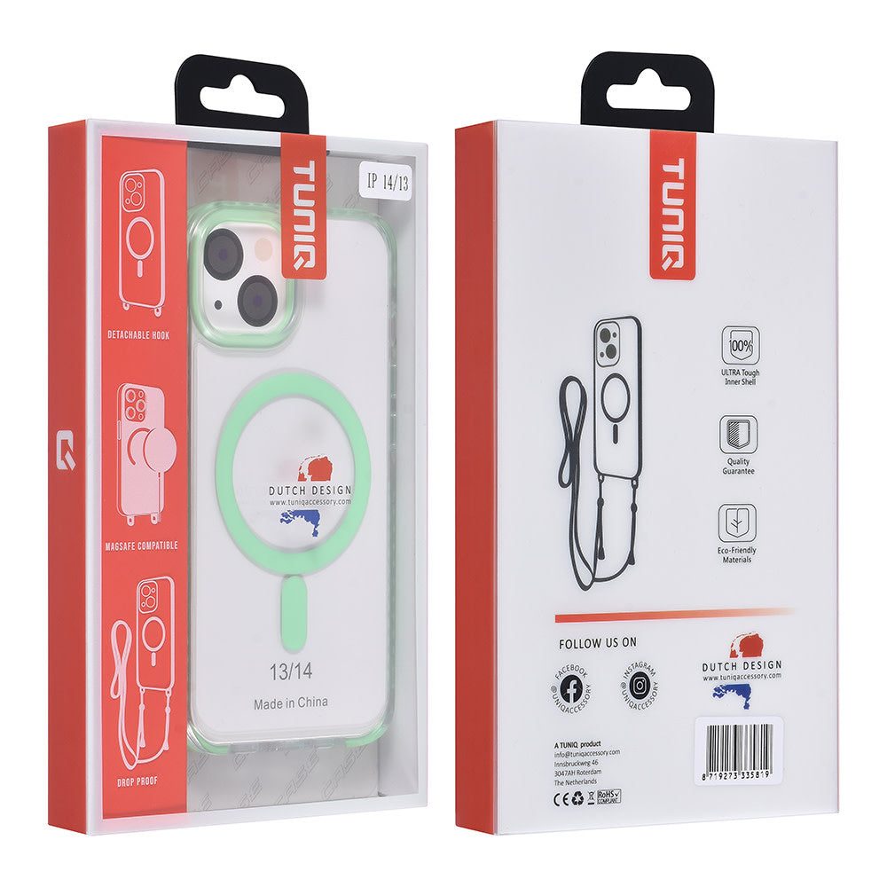 TUNIQ iPhone 14 Backcover hoesje neck cord - magsafe - Groen-Hoesjes-Ilumina Benelux