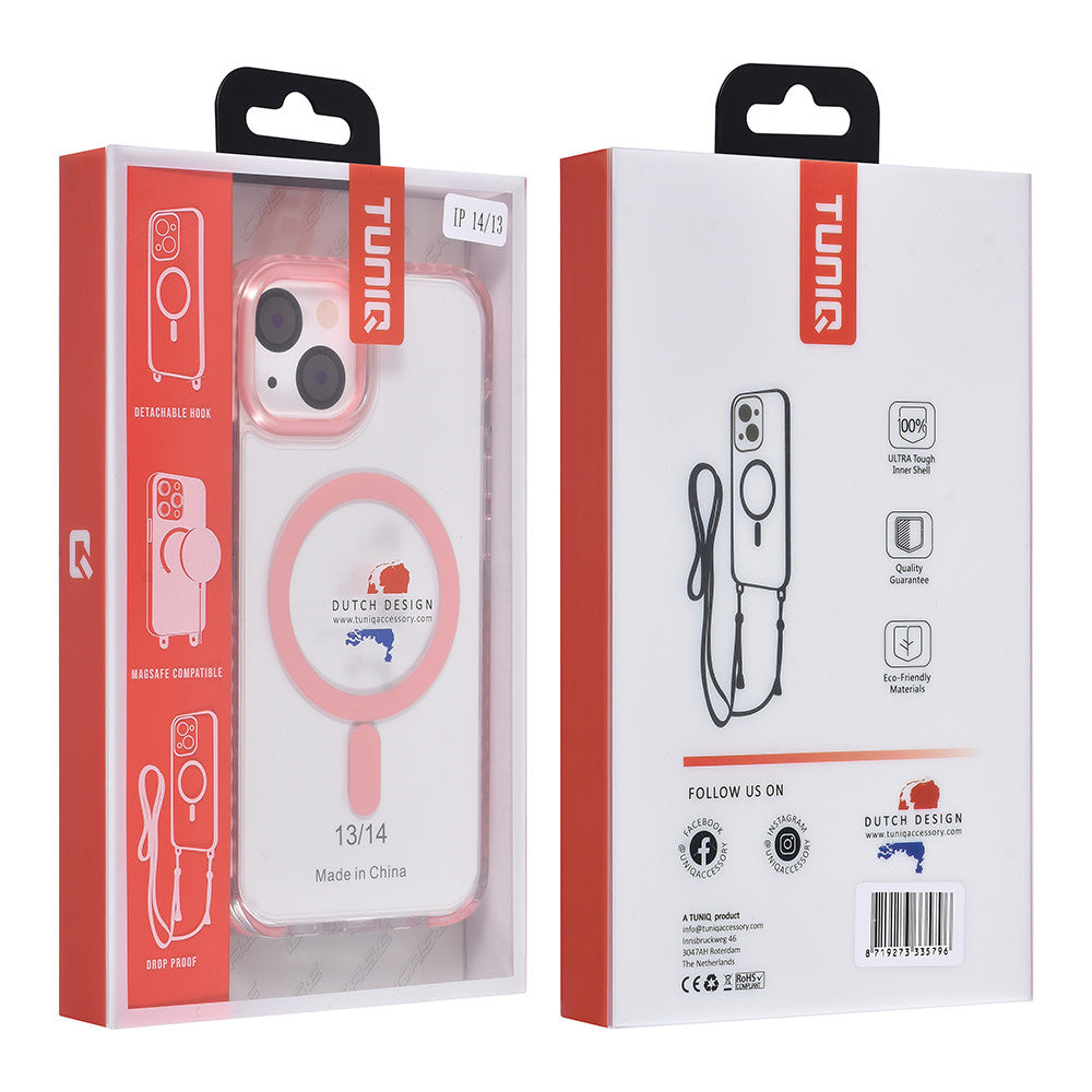 TUNIQ iPhone 14 Backcover hoesje neck cord - magsafe - Roze-Hoesjes-Ilumina Benelux