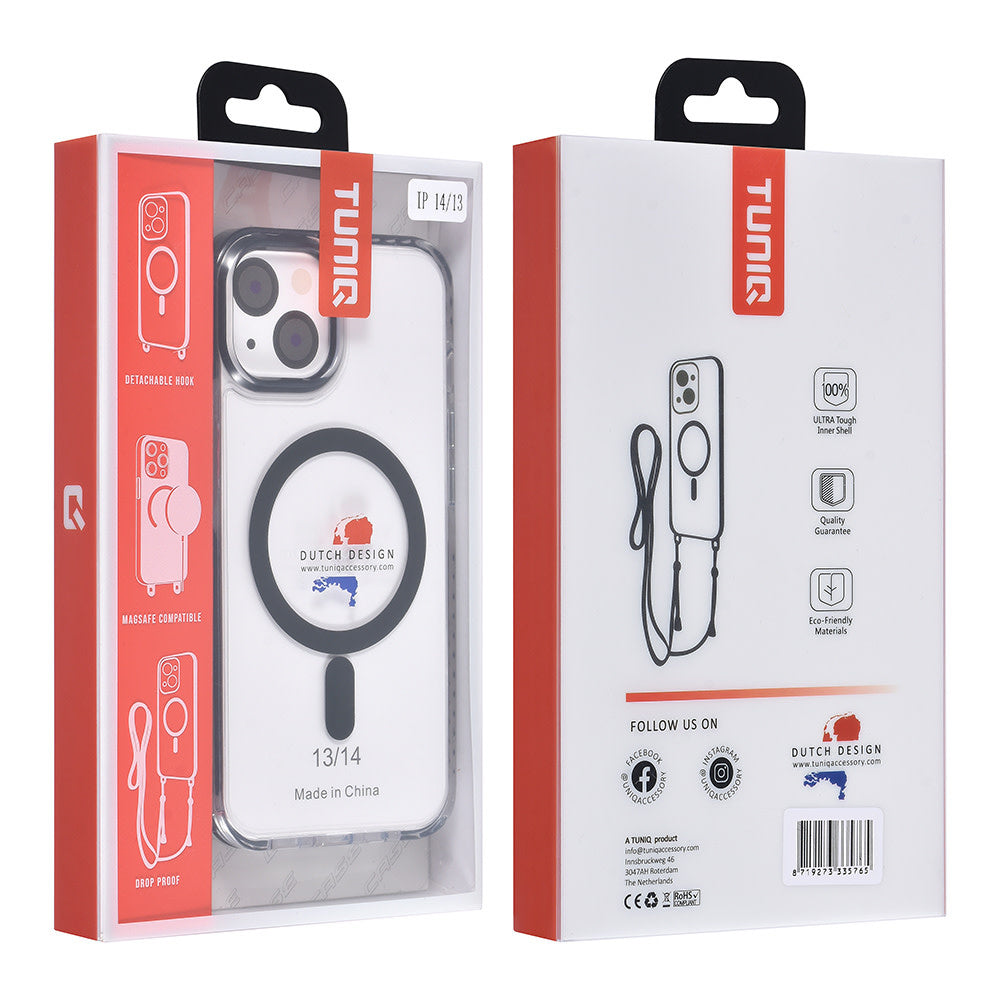TUNIQ iPhone 14 Backcover hoesje neck cord - magsafe - Zwart-Hoesjes-Ilumina Benelux