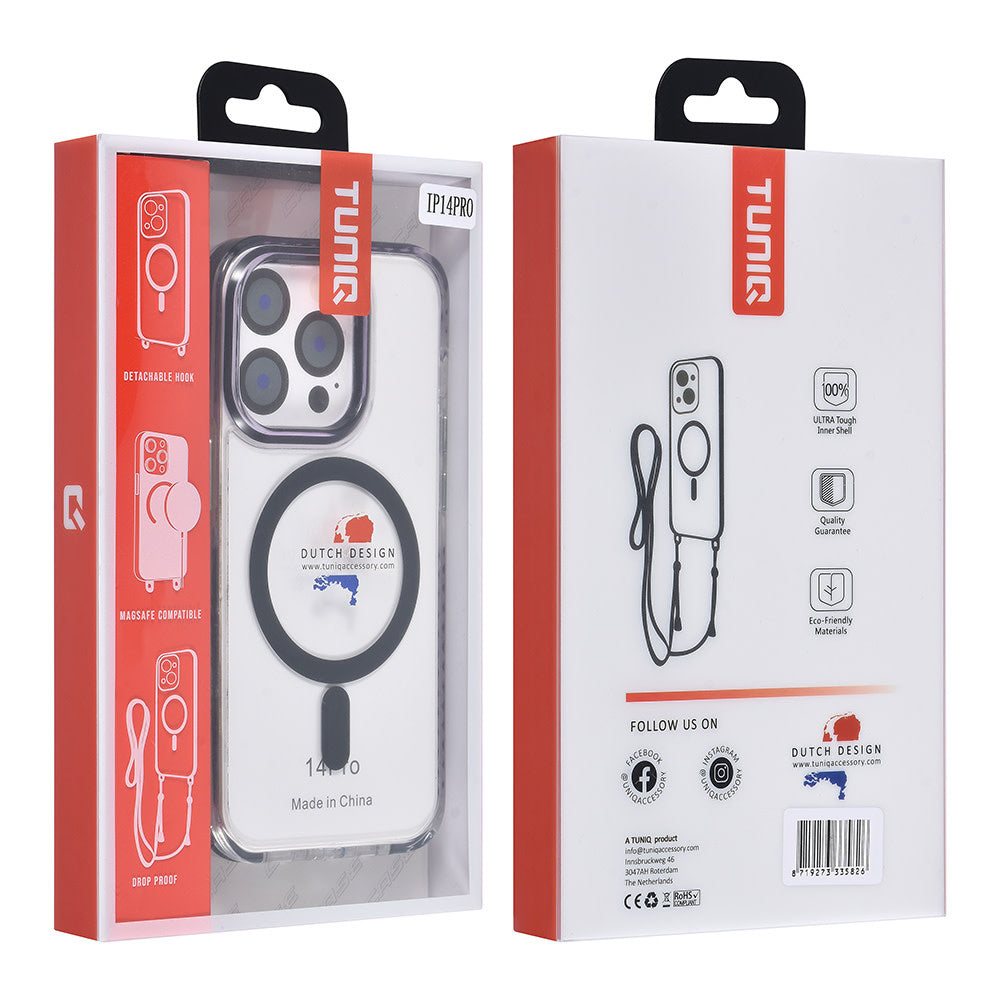 TUNIQ iPhone 14 Pro Backcover hoesje neck cord - magsafe - Zwart-Hoesjes-Ilumina Benelux