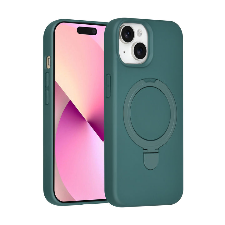 TUNIQ iPhone 15 Backcover hoesje - Magsafe With Ring Stand - Hanger - DonkerGroen-Hoesjes-Ilumina Benelux
