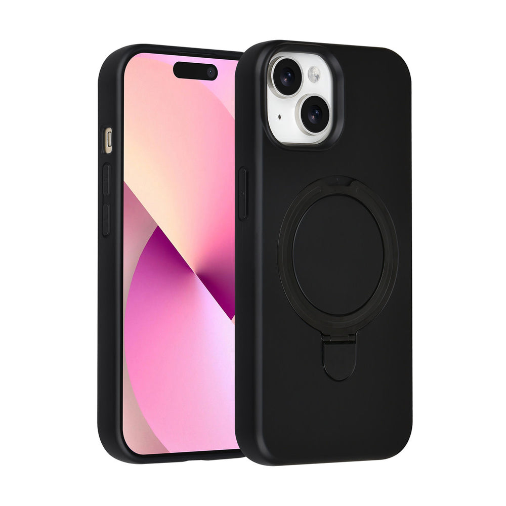 TUNIQ iPhone 15 Backcover hoesje - Magsafe With Ring Stand - Hanger - Zwart-Hoesjes-Ilumina Benelux