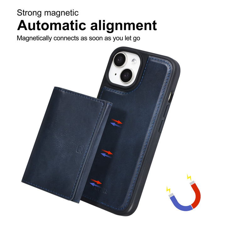 TUNIQ iPhone 15 Backcover hoesje - met afneembare Pasjeshouder - Blauw-Hoesjes-Ilumina Benelux