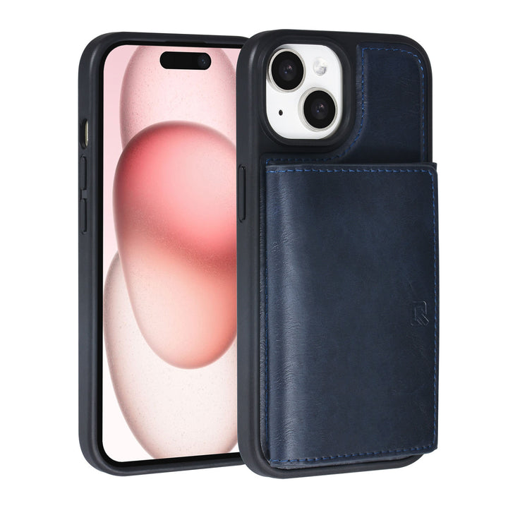 TUNIQ iPhone 15 Backcover hoesje - met afneembare Pasjeshouder - Blauw-Hoesjes-Ilumina Benelux