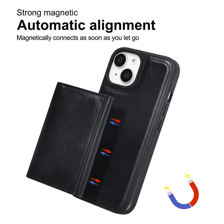 TUNIQ iPhone 15 Backcover hoesje met afneembare Pasjeshouder - Zwart-Hoesjes-Ilumina Benelux
