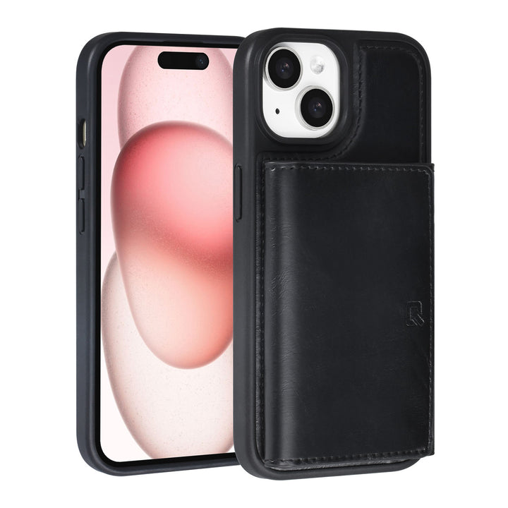 TUNIQ iPhone 15 Backcover hoesje met afneembare Pasjeshouder - Zwart-Hoesjes-Ilumina Benelux