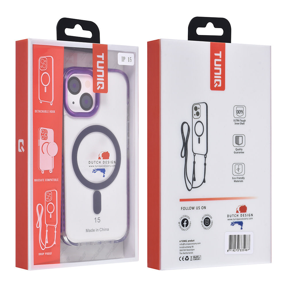 TUNIQ iPhone 15 Backcover hoesje neck cord - magsafe - Paars-Hoesjes-Ilumina Benelux
