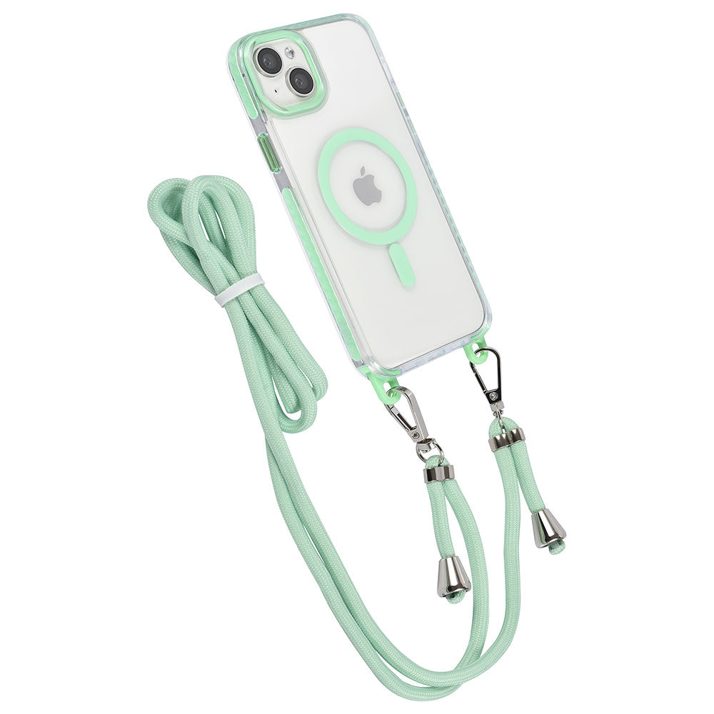TUNIQ iPhone 15 Plus Backcover hoesje neck cord - magsafe - Groen-Hoesjes-Ilumina Benelux
