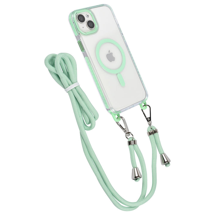 TUNIQ iPhone 15 Plus Backcover hoesje neck cord - magsafe - Groen-Hoesjes-Ilumina Benelux