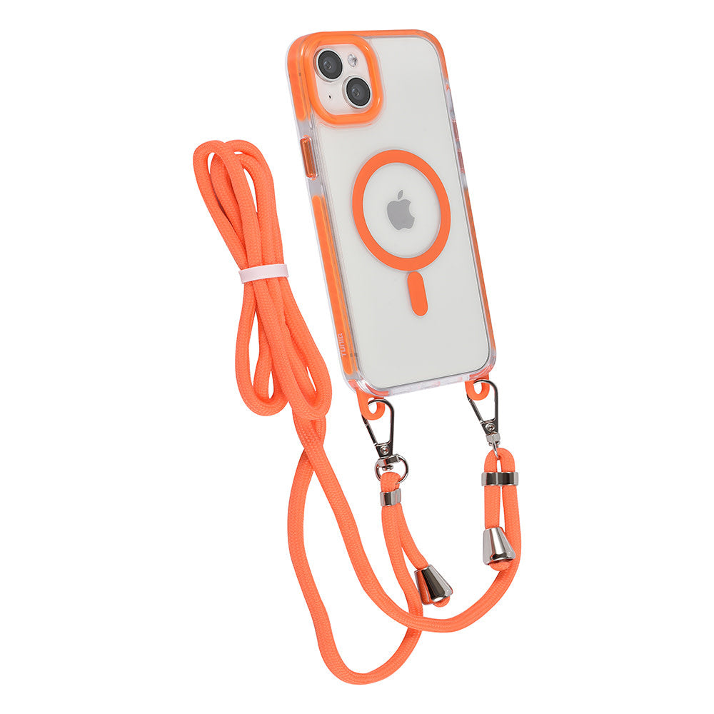 TUNIQ iPhone 15 Plus Backcover hoesje neck cord - magsafe - Oranje-Hoesjes-Ilumina Benelux