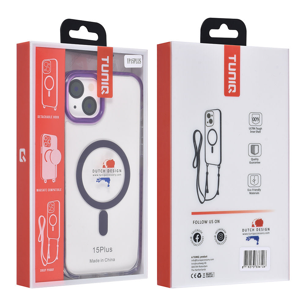 TUNIQ iPhone 15 Plus Backcover hoesje neck cord - magsafe - Paars-Hoesjes-Ilumina Benelux