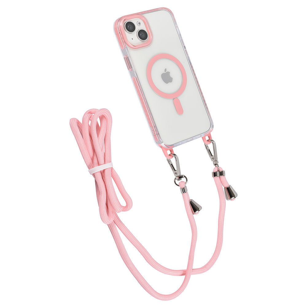 TUNIQ iPhone 15 Plus Backcover hoesje neck cord - magsafe - Roze-Hoesjes-Ilumina Benelux