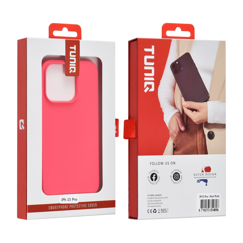 TUNIQ iPhone 15 Pro Backcover hoesje - Felroze-Hoesjes-Ilumina Benelux