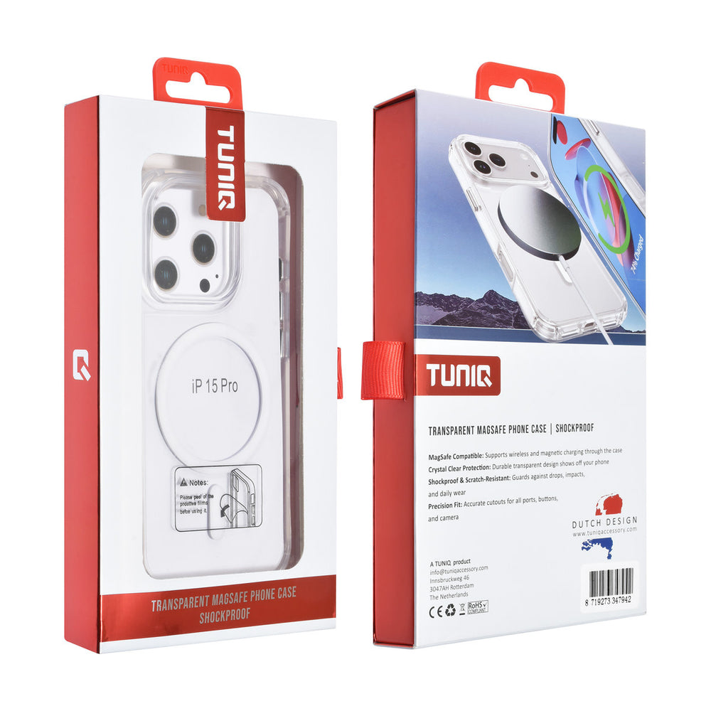 TUNIQ iPhone 15 Pro Backcover hoesje - Magsafe - Antishock - Transparant-Hoesjes-Ilumina Benelux