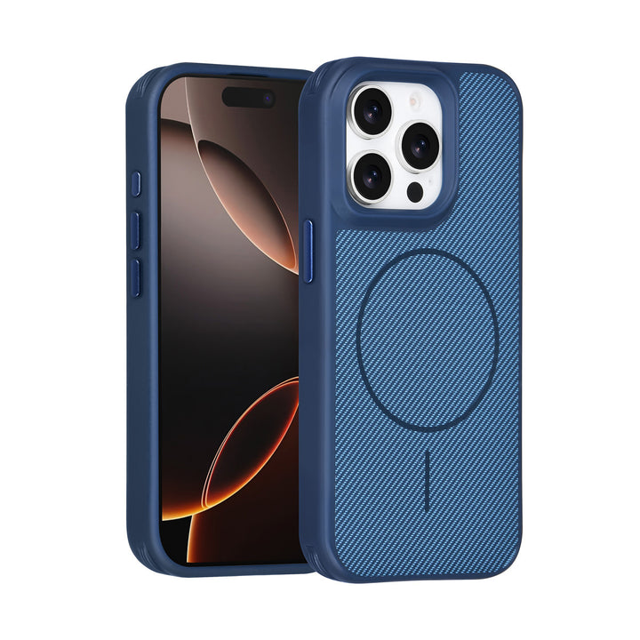 TUNIQ iPhone 15 Pro Backcover hoesje - Magsafe - Carbon Fiber - Shockproof - Blauw-Hoesjes-Ilumina Benelux