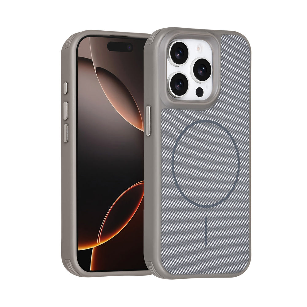TUNIQ iPhone 15 Pro Backcover hoesje - Magsafe - Carbon Fiber - Shockproof - Grijs-Hoesjes-Ilumina Benelux