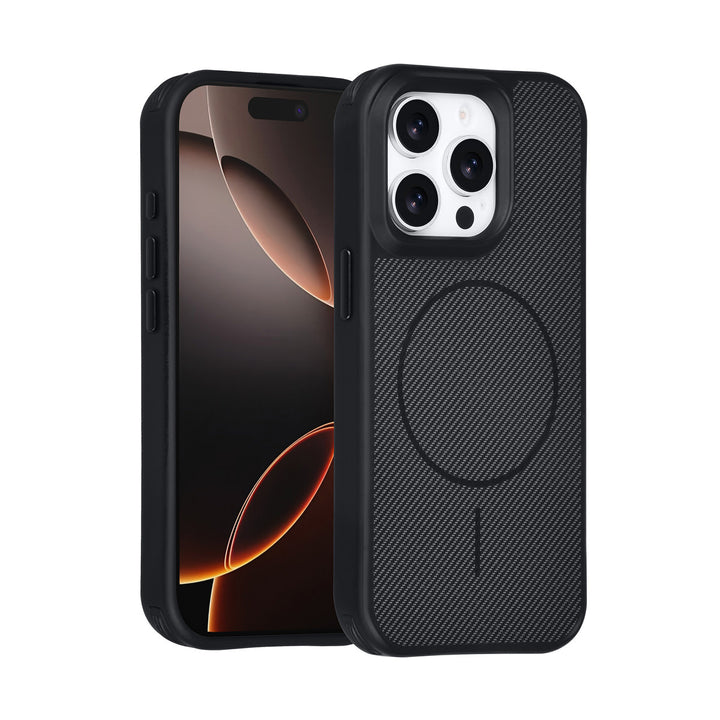 TUNIQ iPhone 15 Pro Backcover hoesje - Magsafe - Carbon Fiber - Shockproof - Zwart-Hoesjes-Ilumina Benelux