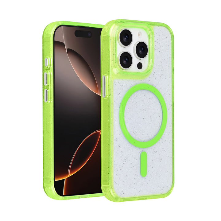 TUNIQ iPhone 15 Pro Backcover hoesje - Magsafe - Glitter - Hanger - Groen-Hoesjes-Ilumina Benelux