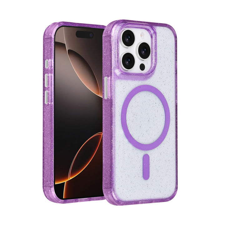 TUNIQ iPhone 15 Pro Backcover hoesje - Magsafe - Glitter - Hanger - Paars-Hoesjes-Ilumina Benelux