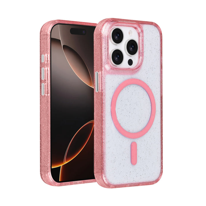 TUNIQ iPhone 15 Pro Backcover hoesje - Magsafe - Glitter - Hanger - Roze-Hoesjes-Ilumina Benelux