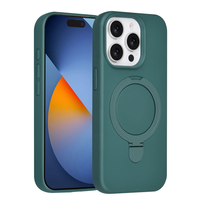 TUNIQ iPhone 15 Pro Backcover hoesje - Magsafe With Ring Stand - Hanger - DonkerGroen-Hoesjes-Ilumina Benelux