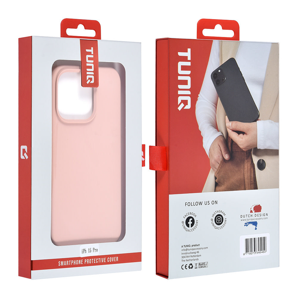 TUNIQ iPhone 15 Pro Backcover hoesje Premium Liquid silicone - Roze-Hoesjes-Ilumina Benelux