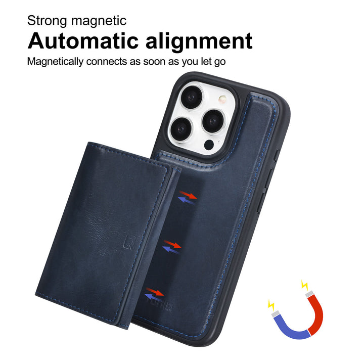 TUNIQ iPhone 15 Pro Backcover hoesje - met afneembare Pasjeshouder - Blauw-Hoesjes-Ilumina Benelux