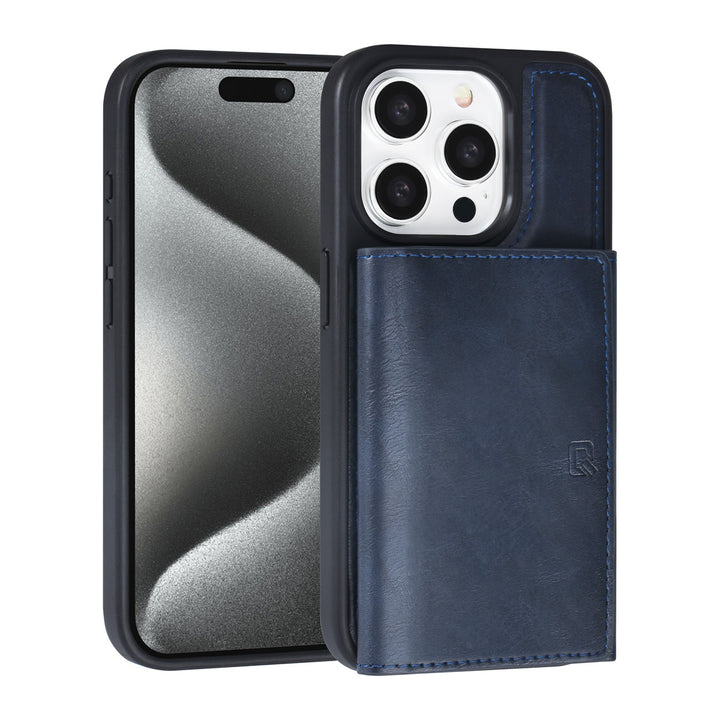 TUNIQ iPhone 15 Pro Backcover hoesje - met afneembare Pasjeshouder - Blauw-Hoesjes-Ilumina Benelux