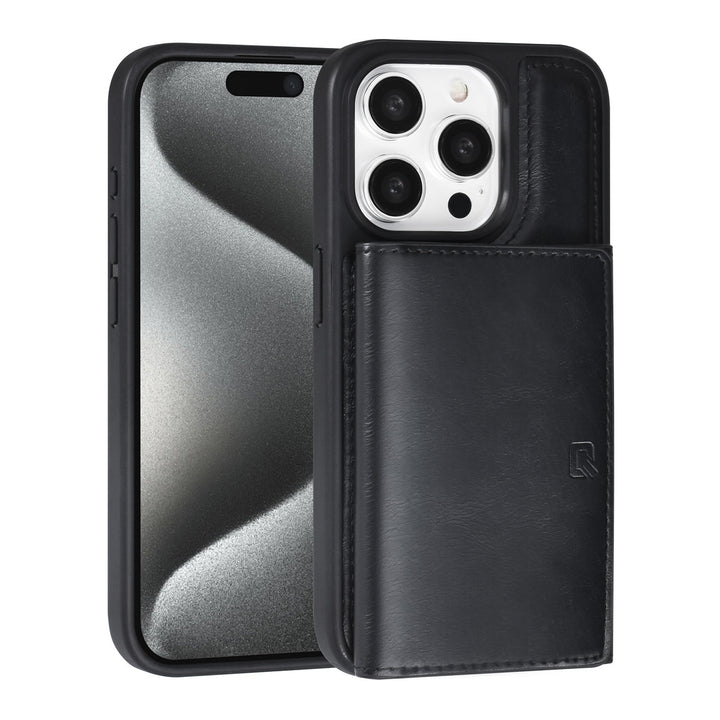 TUNIQ iPhone 15 Pro Backcover hoesje met afneembare Pasjeshouder - Zwart-Hoesjes-Ilumina Benelux