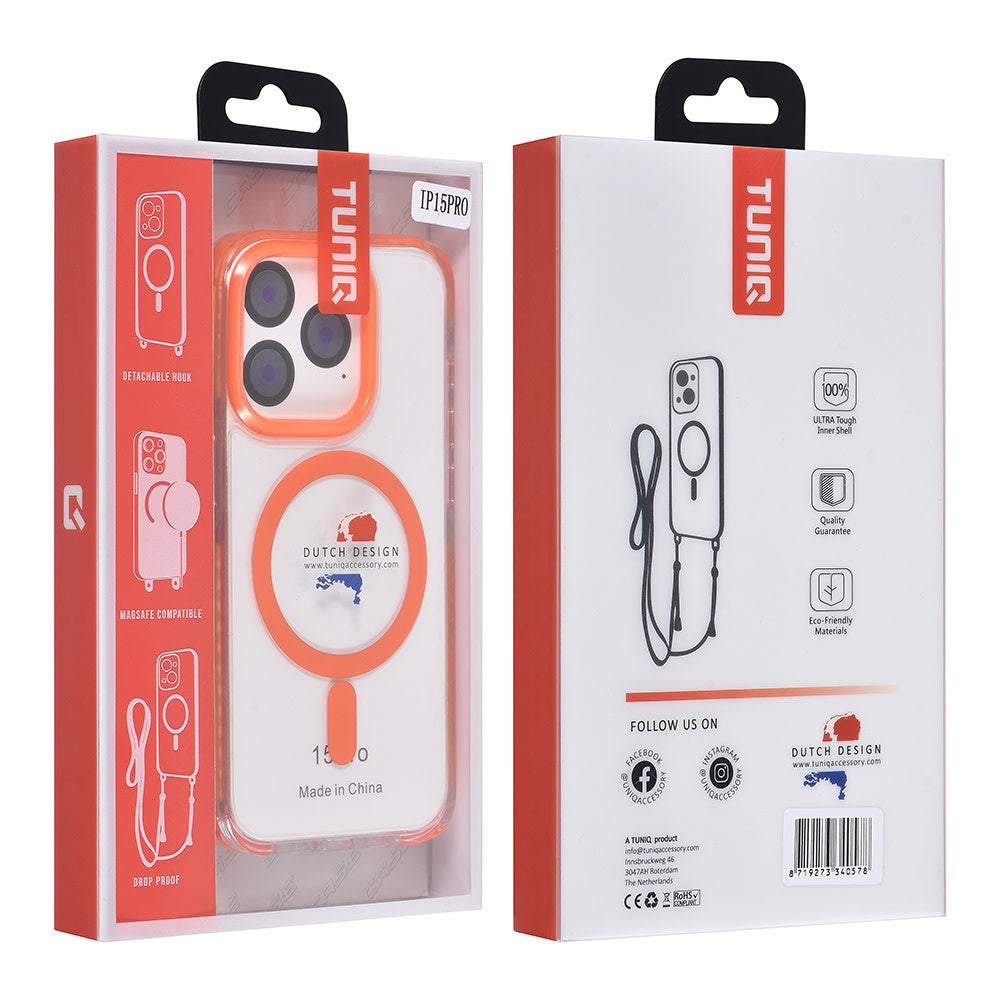 TUNIQ iPhone 15 Pro Backcover hoesje neck cord - magsafe - Oranje-Hoesjes-Ilumina Benelux