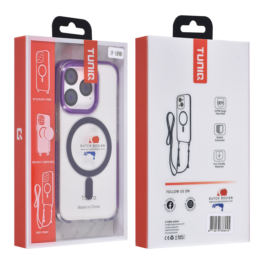TUNIQ iPhone 15 Pro Backcover hoesje neck cord - magsafe - Paars-Hoesjes-Ilumina Benelux