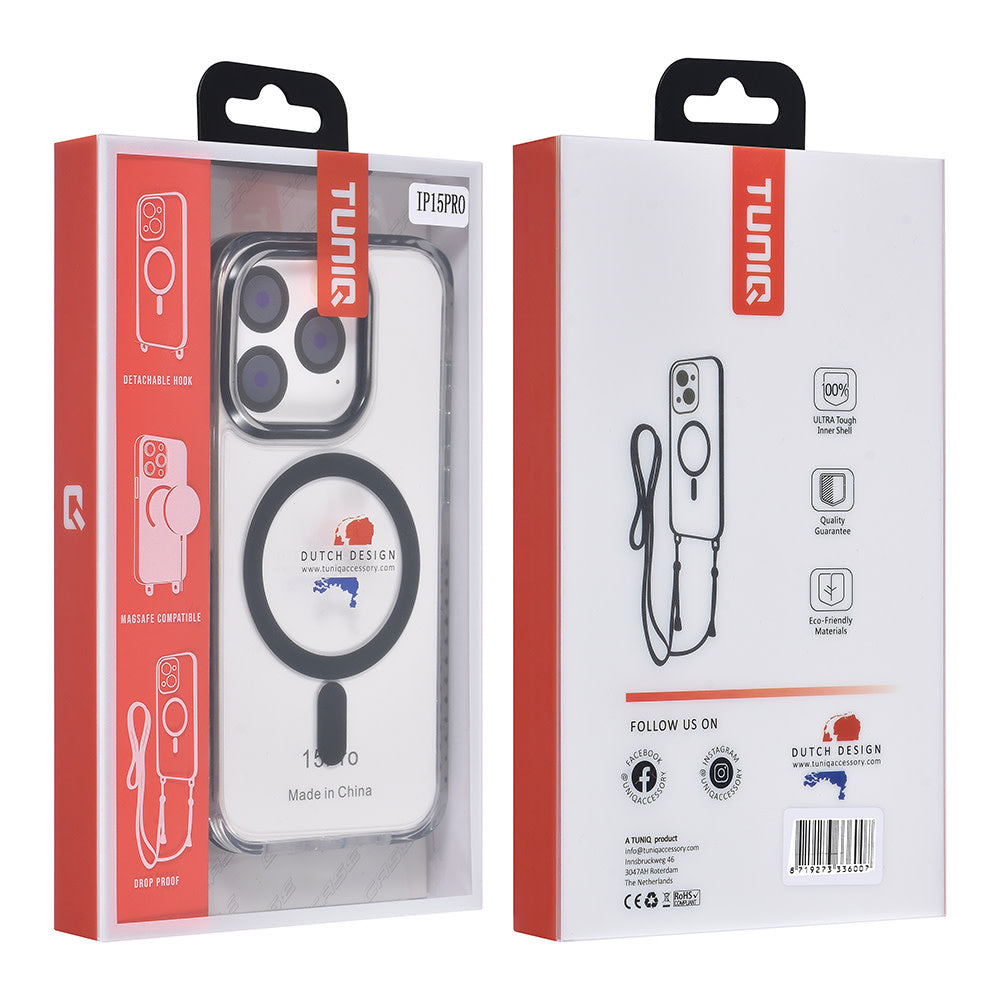 TUNIQ iPhone 15 Pro Backcover hoesje neck cord - magsafe - Zwart-Hoesjes-Ilumina Benelux
