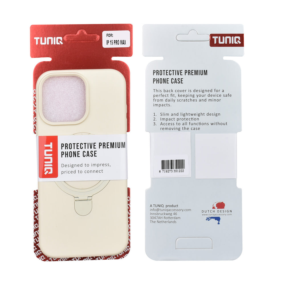 TUNIQ iPhone 15 Pro Max Backcover hoesje - Magsafe With Ring Stand - Hanger - Antique White-Hoesjes-Ilumina Benelux