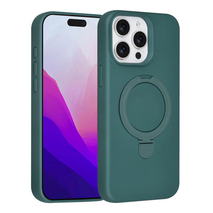 TUNIQ iPhone 15 Pro Max Backcover hoesje - Magsafe With Ring Stand - Hanger - DonkerGroen-Hoesjes-Ilumina Benelux