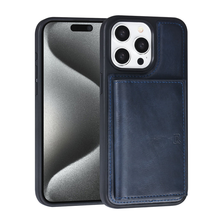TUNIQ iPhone 15 Pro Max Backcover hoesje - met afneembare Pasjeshouder - Blauw-Hoesjes-Ilumina Benelux
