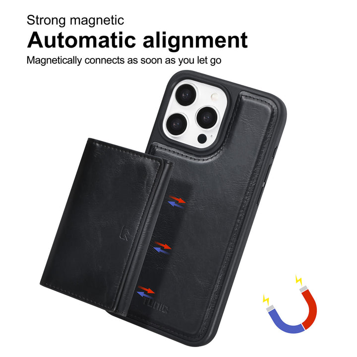 TUNIQ iPhone 15 Pro Max Backcover hoesje met afneembare Pasjeshouder - Zwart-Hoesjes-Ilumina Benelux