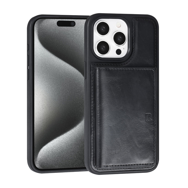 TUNIQ iPhone 15 Pro Max Backcover hoesje met afneembare Pasjeshouder - Zwart-Hoesjes-Ilumina Benelux