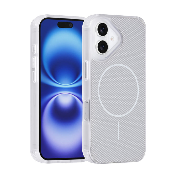 TUNIQ iPhone 16 Backcover hoesje - Magsafe - Carbon Fiber - Shockproof - Wit-Hoesjes-Ilumina Benelux